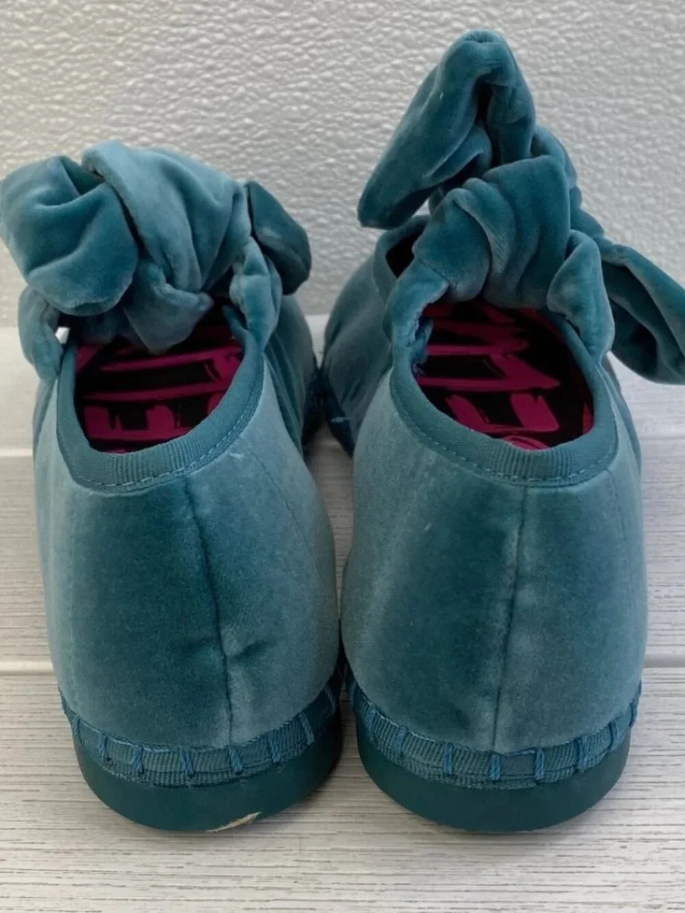 Flabelus Lady Lyra Women's Size US9-9.5 EU40 Velvet Teal Green Casual Bow Flats